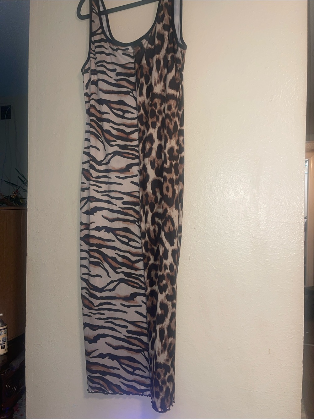 Fashion Nova Brown and Black Animal Print Maxi Dress